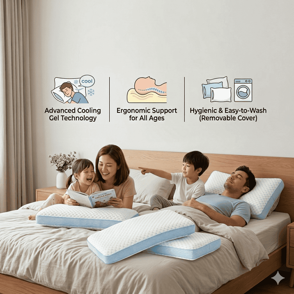 Cloudy Cooling Memory Foam Pillow - High Profile Support